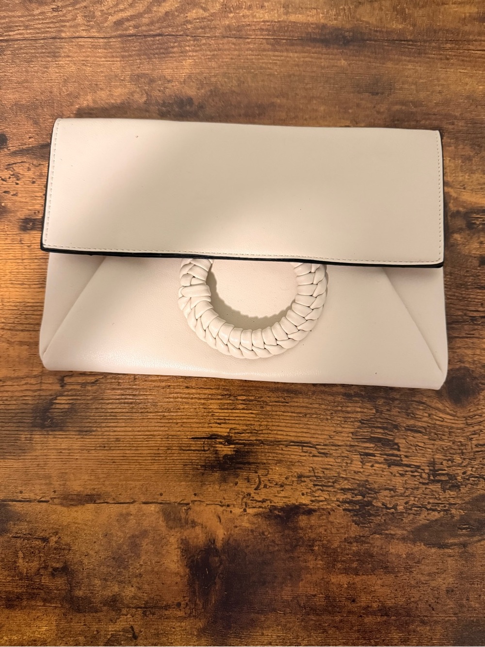 Elegant Cream Clutch with Braided Handle